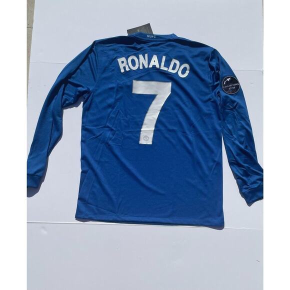 Cristiano Ronaldo 2008-2009 Away Blue Manchester United UCL Long Sleeve Jerse - Picture 2 of 8